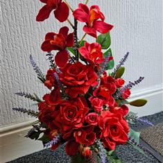 Red Artificial Front Facing Arrangement