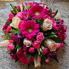 Pinks Seasonal Memorial Posie Arrangement