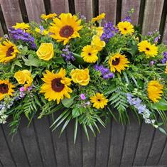 Bright Sunflower Casket Spray