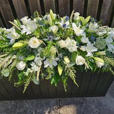 Oriential Lily and Roses Mixed Casket Spray