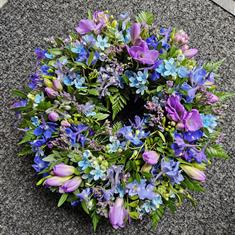 Purple Mixed Funeral Wreath