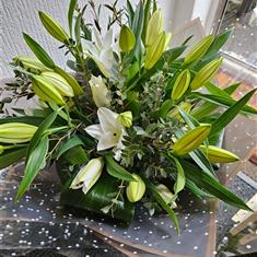 Serene White Lily Tribute Bouquet