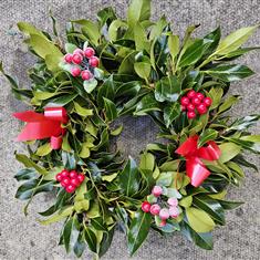 Traditional Holly Wreath with Berries