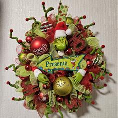 Bespoke Artificial Grinch inspired Wreath