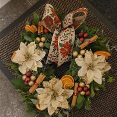 Gold Poinsetta Christmas Wreath