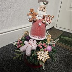 Santa Hatbox Artificial Arrangement