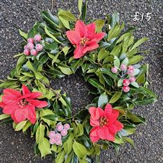 Holly, Poinsetta &amp; Berries Wreaths