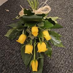 6 Yellow Single Roses tied Sheaf