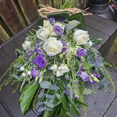 White &amp; Purple Tied Sheaf Spray