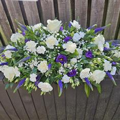 Purple &amp; White Seasonal Casket Spray