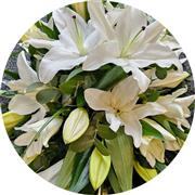 Tied sheaf and teardrop casket sprays